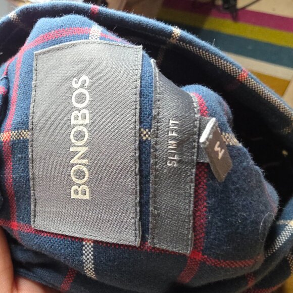 Bonobos Shirt Mens Size Medium Plaid Multicolor Windowpane Long Sleeve Slim Fit - Picture 6 of 10